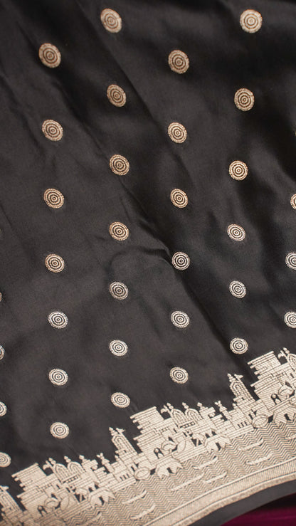 Banarasi Pure Massaru silk saree with Ghat Border