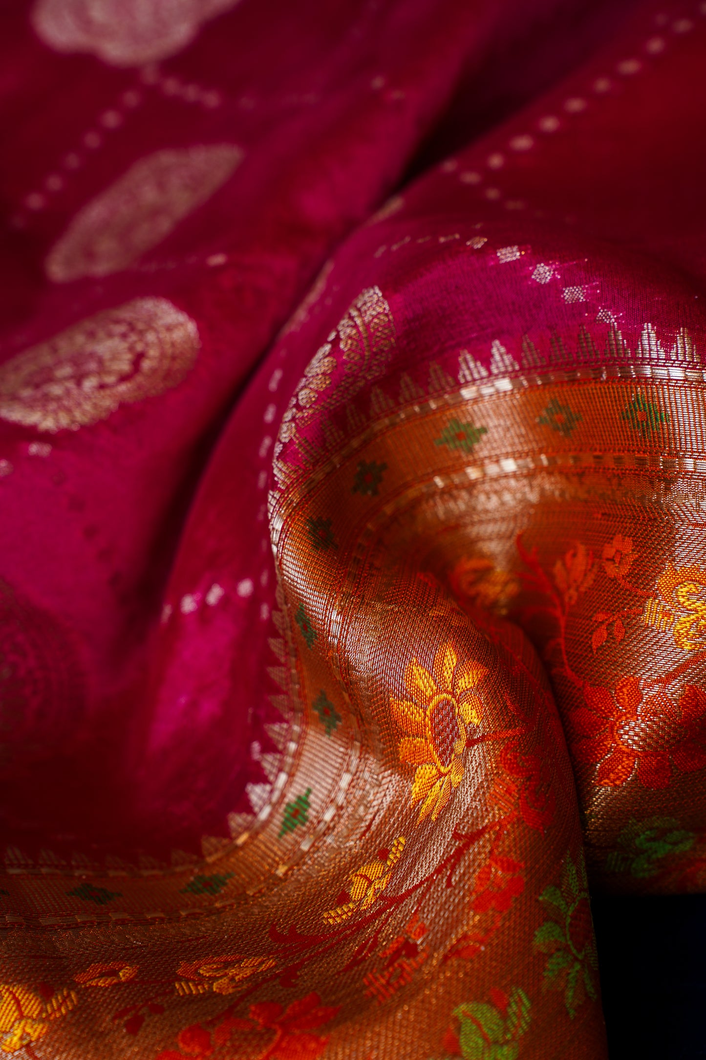 Magenta Banarasi Dupion Silk Saree