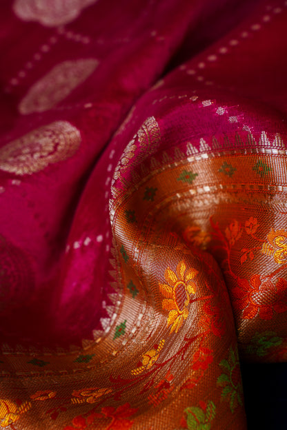 Magenta Banarasi Dupion Silk Saree