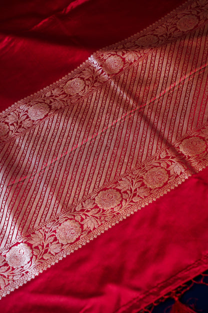 Maroon Pure Banarasi Mashru Silk Saree