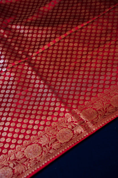 Maroon Pure Banarasi Mashru Silk Saree