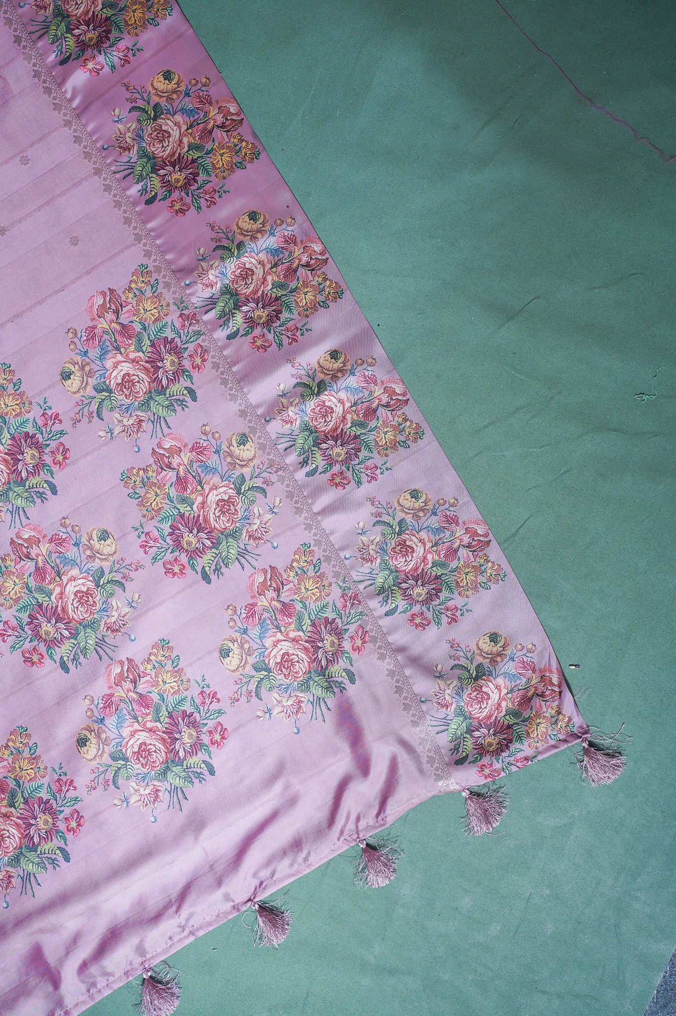 "UTSAV BANARAS 241" Banarasi Vintage Floral Block Print Soft Silk Saree