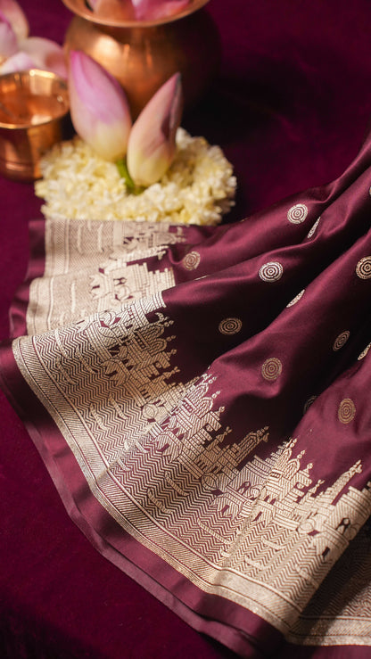 Banarasi Pure Massaru silk saree with Ghat Border
