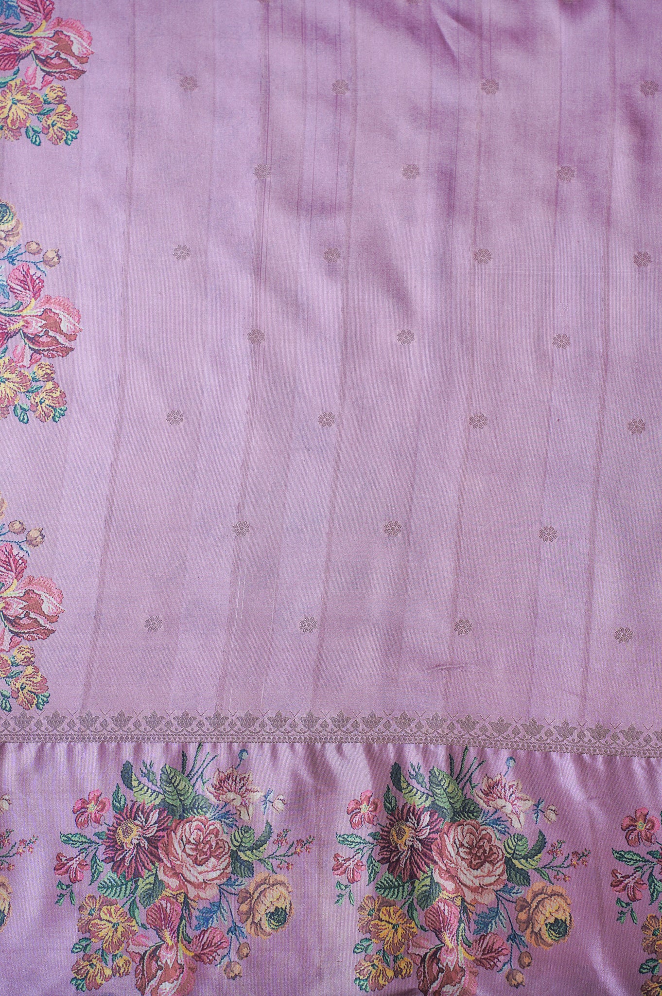"UTSAV BANARAS 241" Banarasi Vintage Floral Block Print Soft Silk Saree