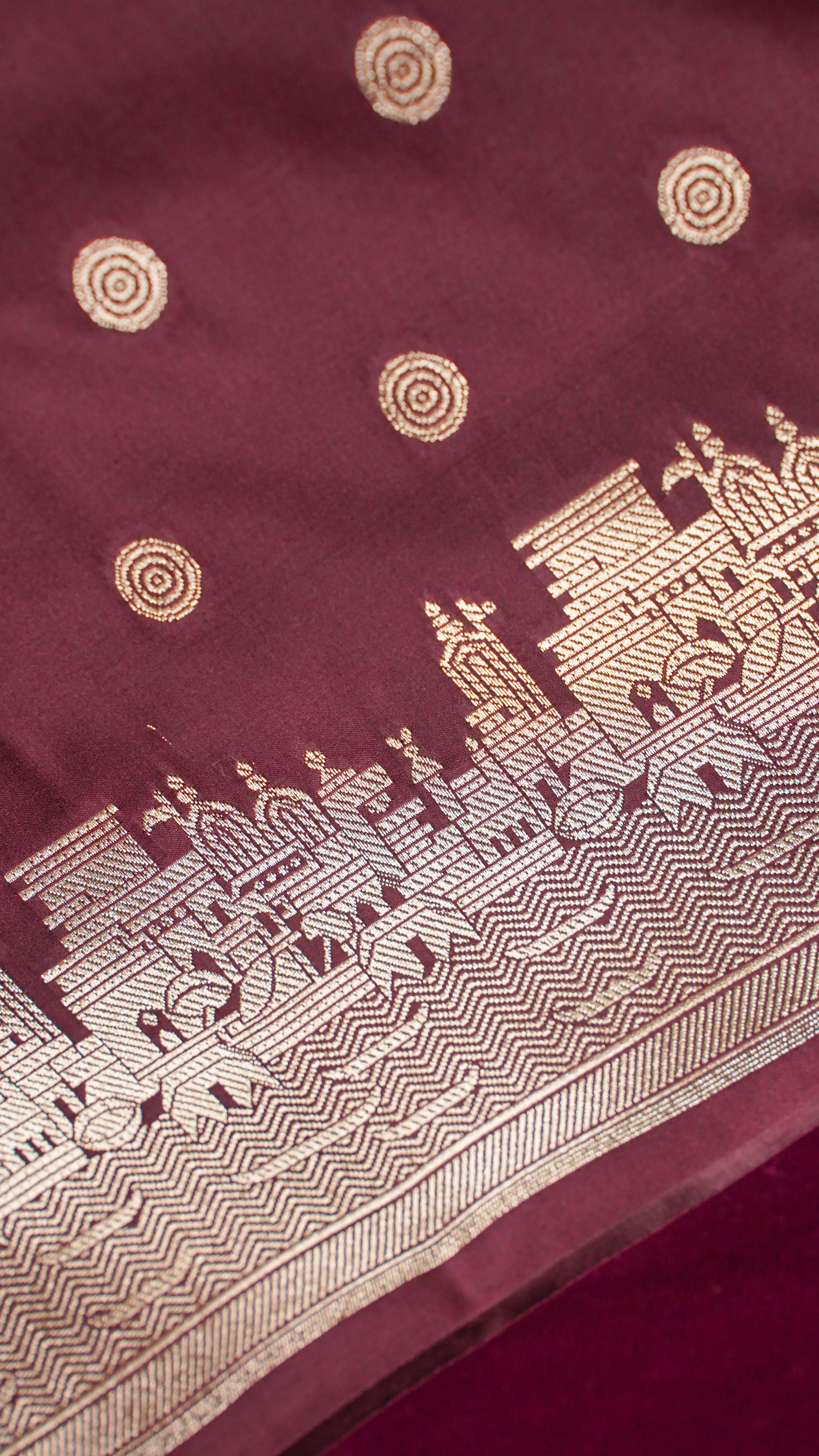 "WAAH BANARAS 055G" Banarasi Pure Mashru silk saree with Ghat Border