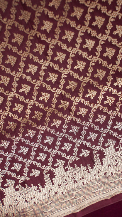 Banarasi Pure Massaru silk saree with Ghat Border