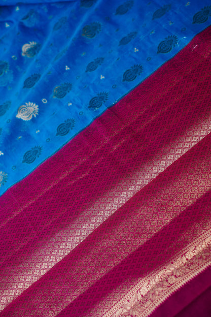 Blue Banarasi Dupion Silk Saree