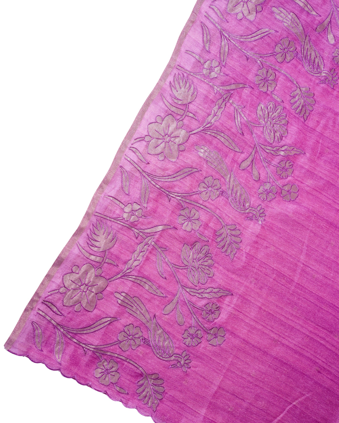 "WAAH BANARAS 120" Banarasi Magenta Pink Linen Silk Saree With Pencil Sketch Peacock Embroidery