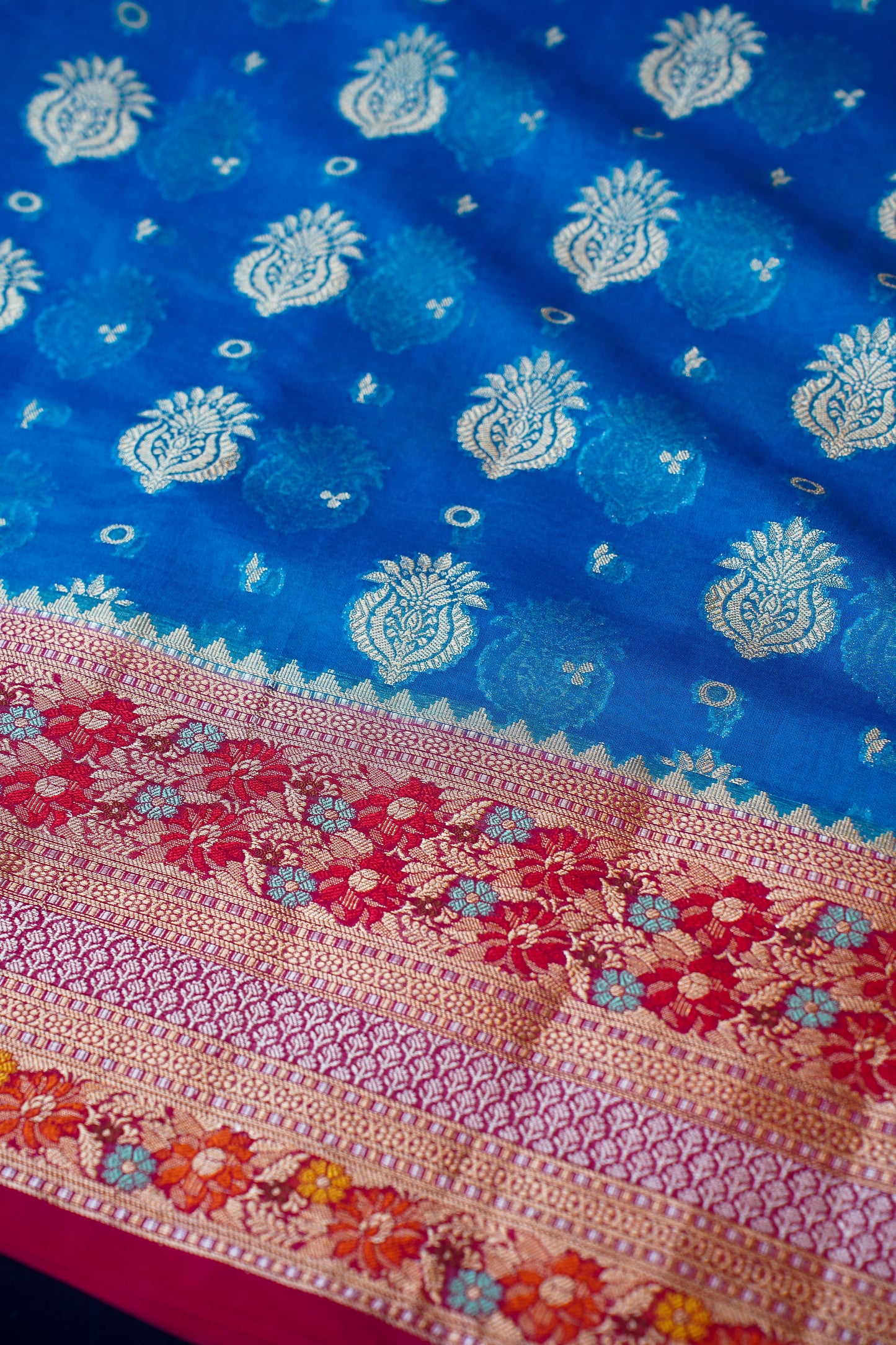 Blue Banarasi Dupion Silk Saree