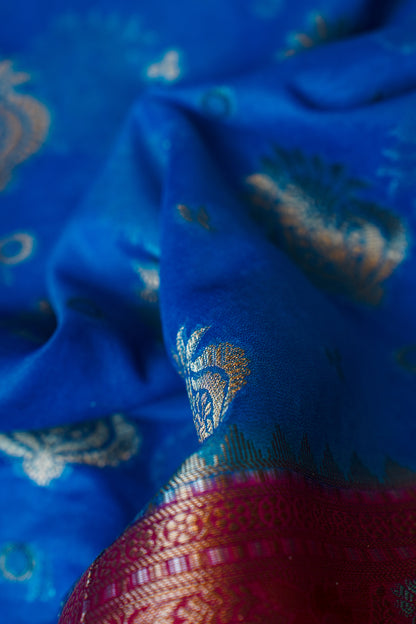 Blue Banarasi Dupion Silk Saree