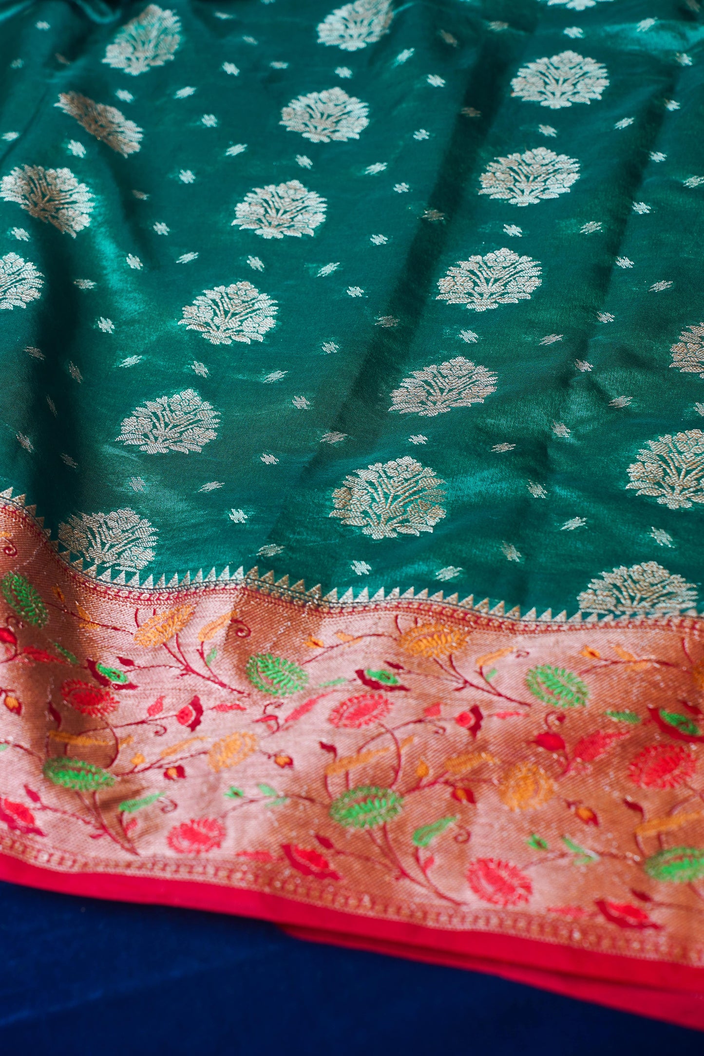 Rama Green Banarasi Dupion Silk Saree