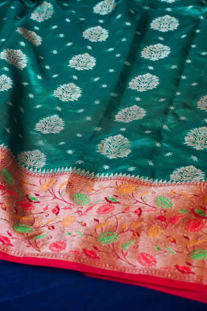 Rama Green Banarasi Dupion Silk Saree