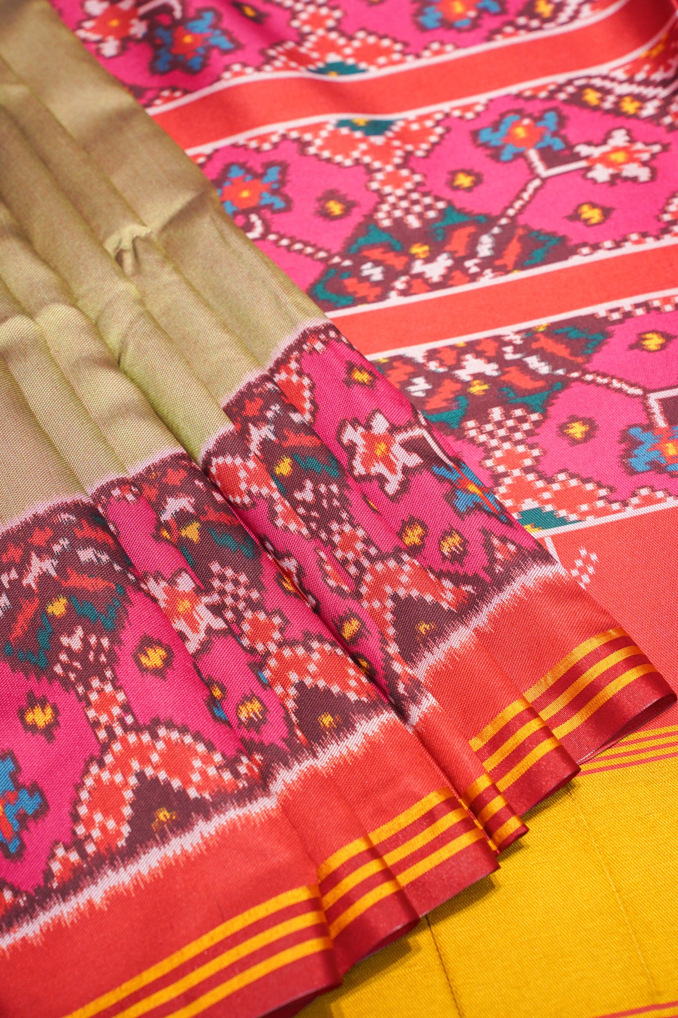 "UTSAV BANARAS 182" Banarasi Olive Green Ikat Silk Saree