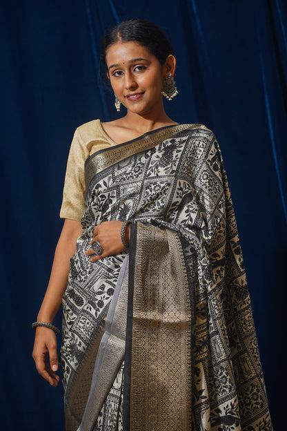 Natural Moonga Georgette Saree with Handloom Border