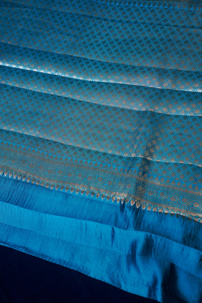 Blue Pure Banarasi Dodama Silk Saree With Kadwa Weave