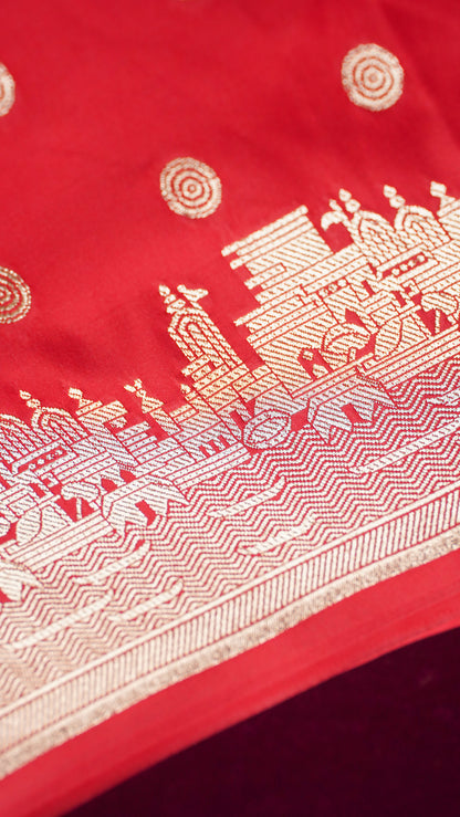 Banarasi Pure Massaru silk saree with Ghat Border
