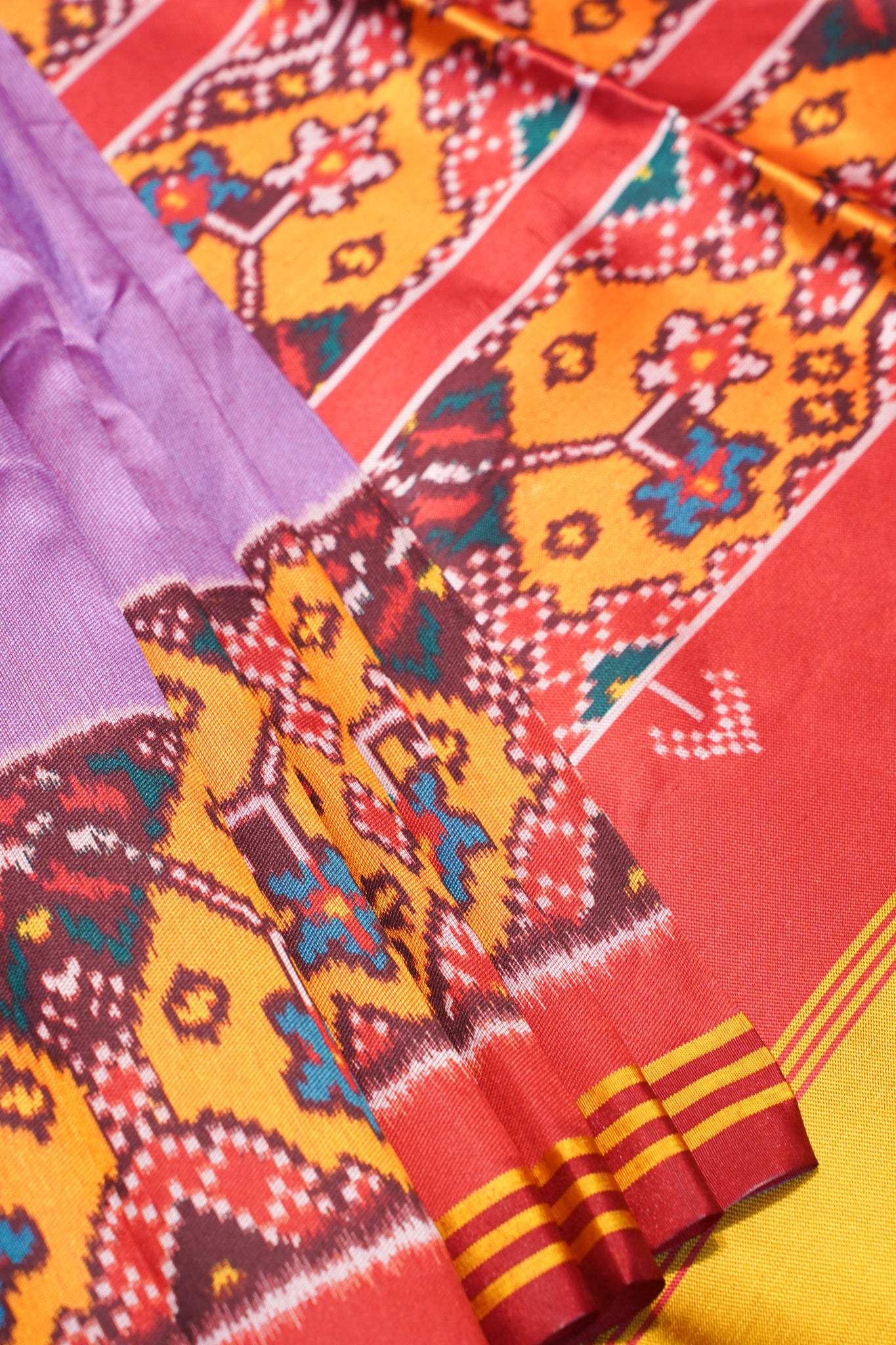 "UTSAV BANARAS 183" Banarasi Elegant Purple Silk Saree With Traditional Ikat Inspired Border