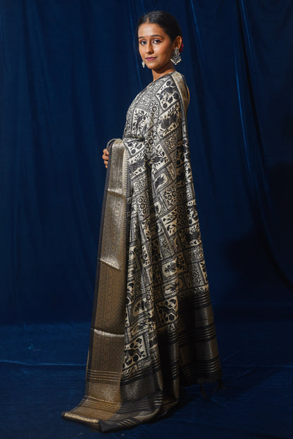 Natural Moonga Georgette Saree with Handloom Border