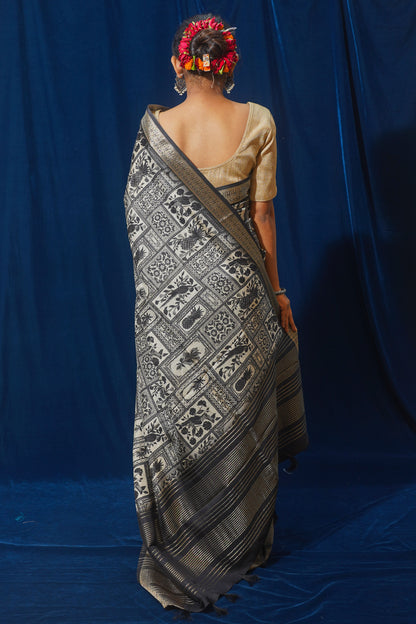 Natural Moonga Georgette Saree with Handloom Border