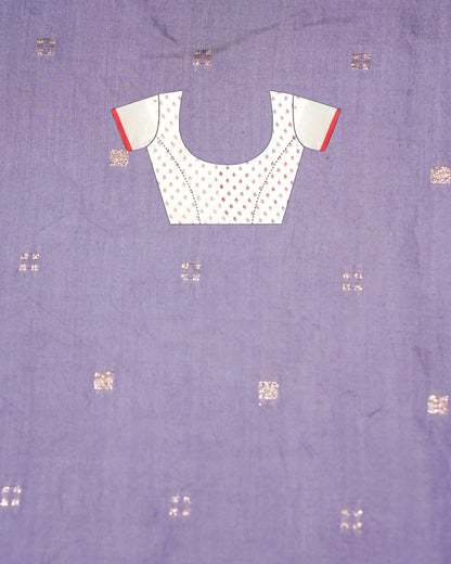 "WAAH BANARAS 017" Banarasi Lavender-Grey Linen Silk Saree With Pencil Sketch Floral Embroidery