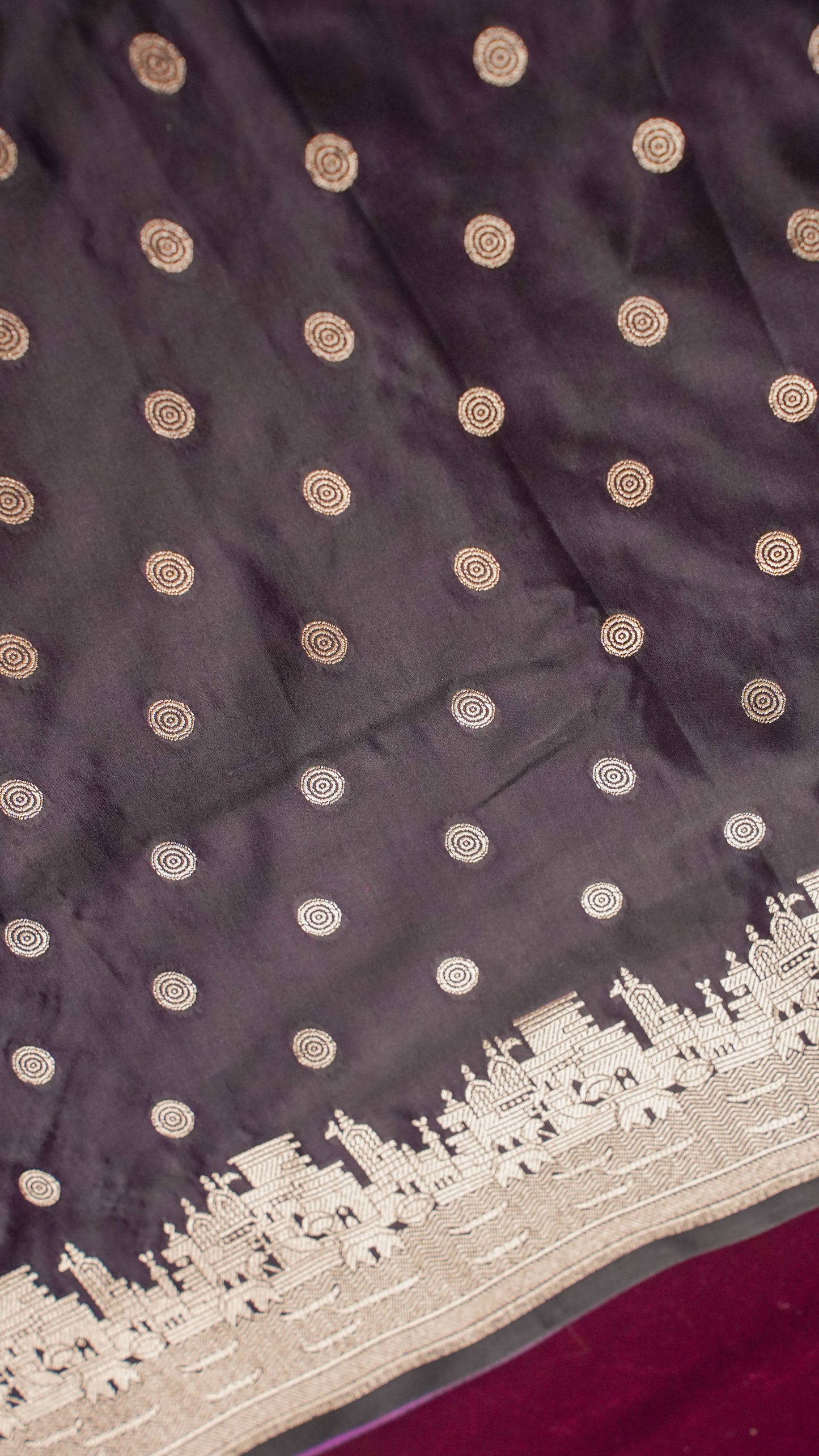 Banarasi Pure Massaru silk saree with Ghat Border