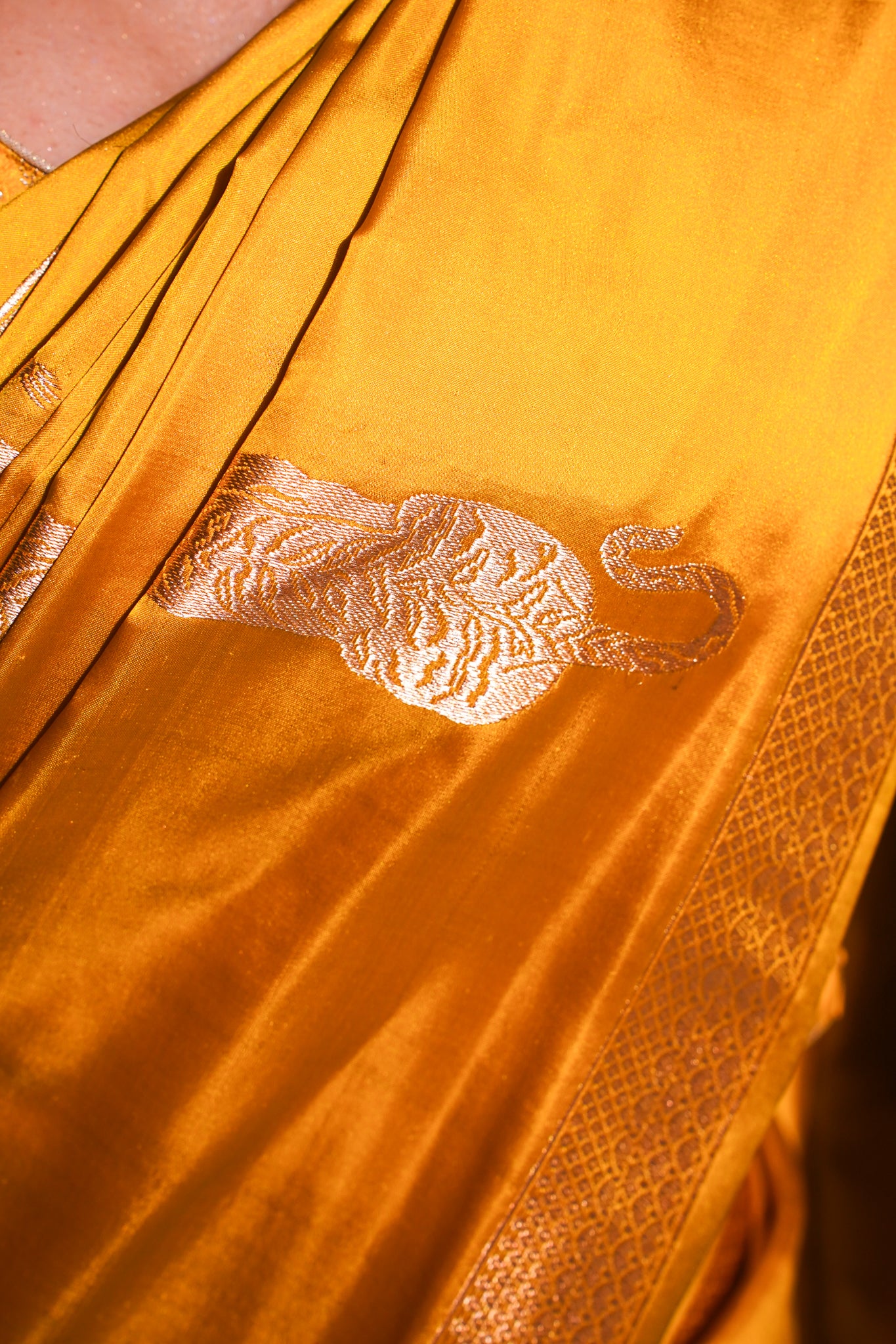 "Virasat 268" Banarasi Pure Satan Silk Kadwa Weave With Bengal Tiger Motive Saree