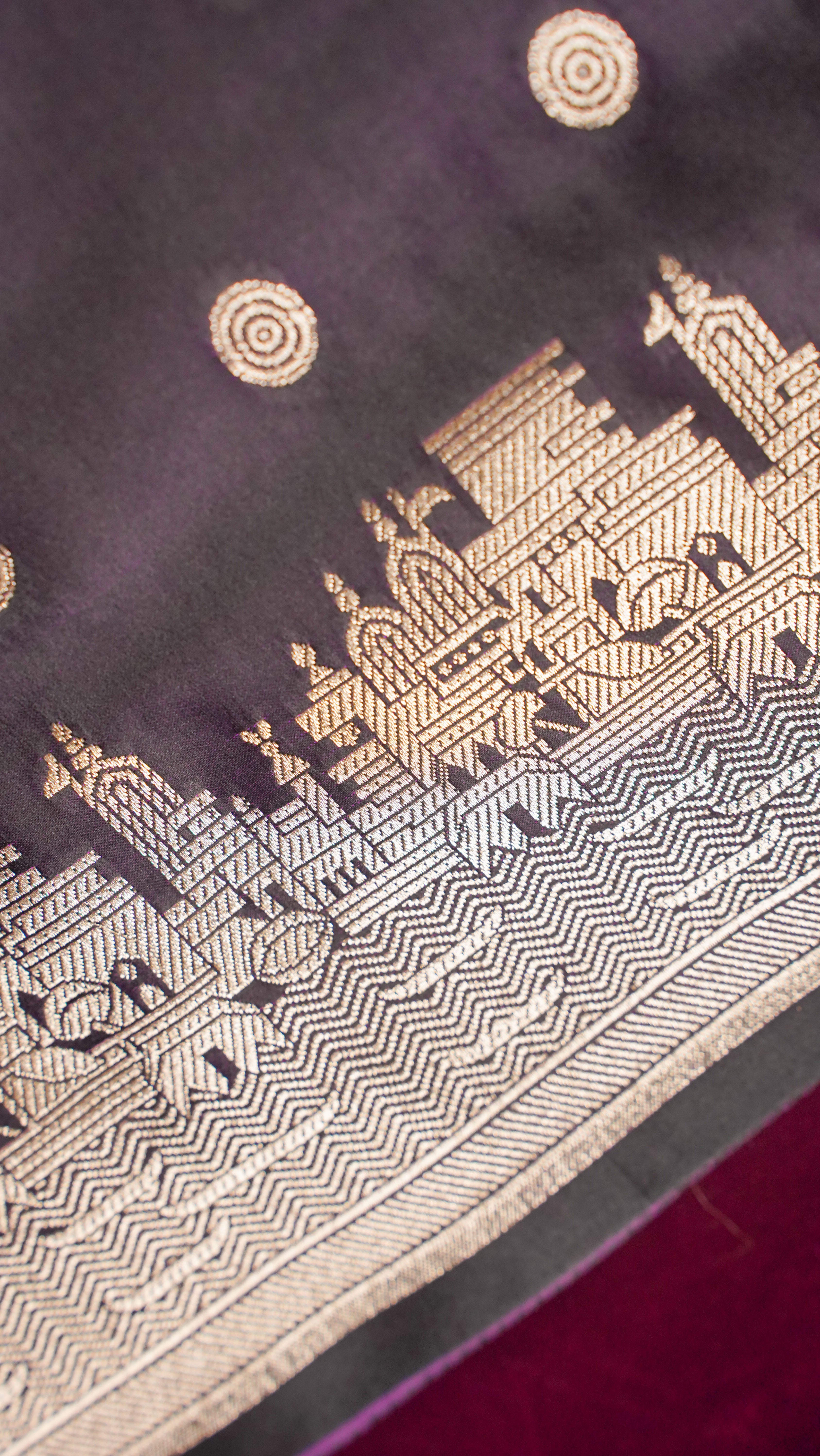"WAAH BANARAS 055" Banarasi Pure Mashru silk saree with Ghat Border