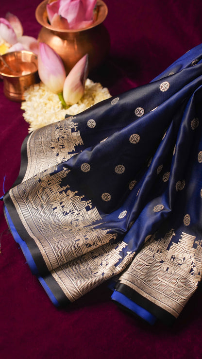 Banarasi Pure Massaru silk saree with Ghat Border