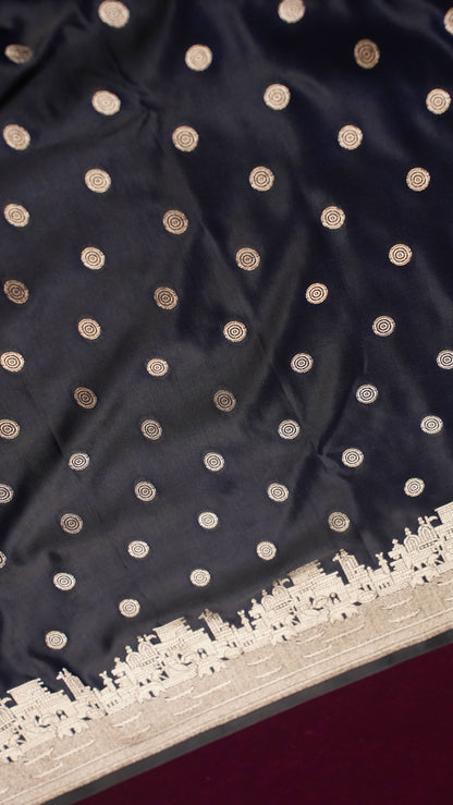 Banarasi Pure Massaru silk saree with Ghat Border