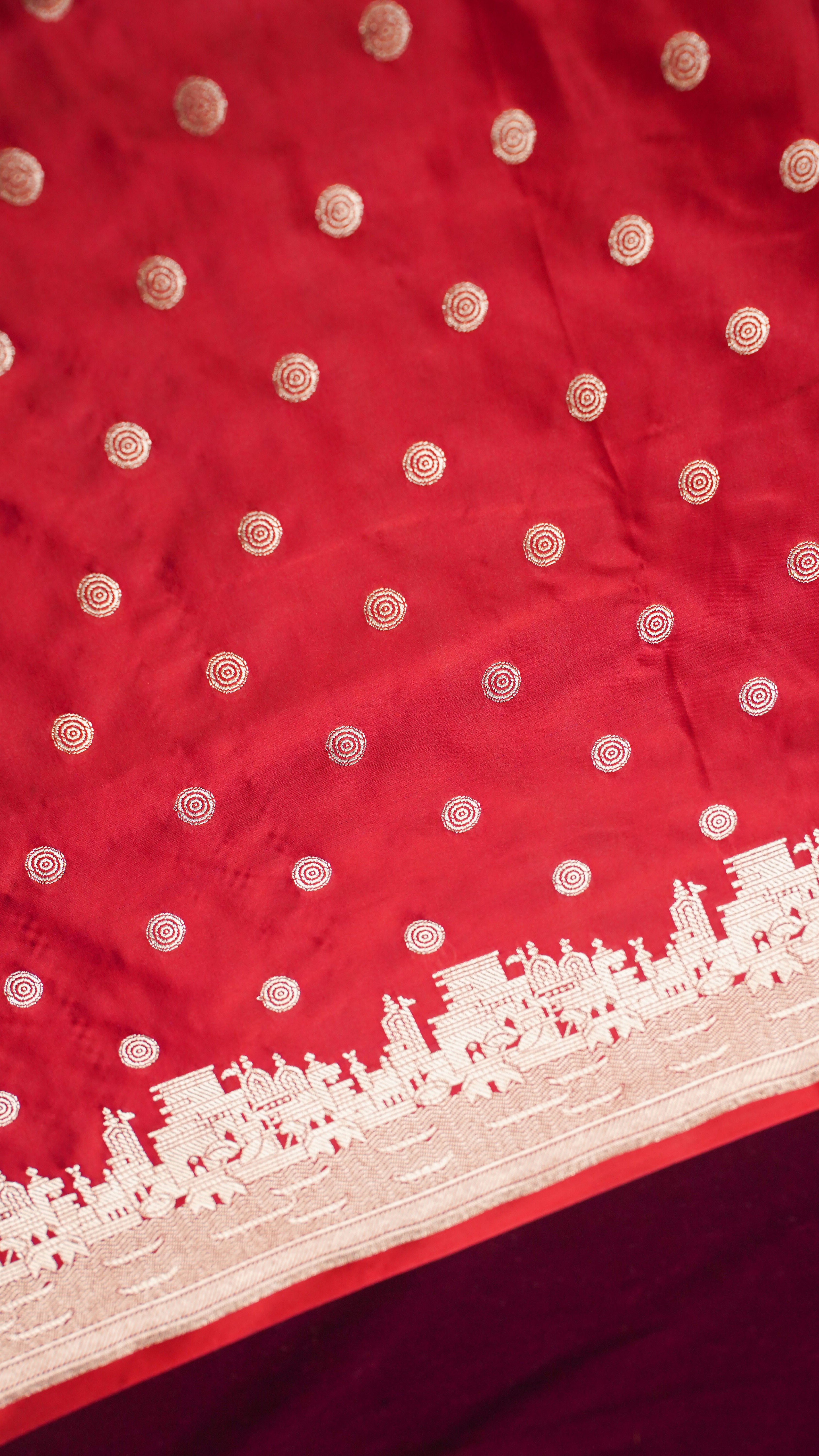 "WAAH BANARAS 055A" Banarasi Pure Massaru silk saree with Ghat Border