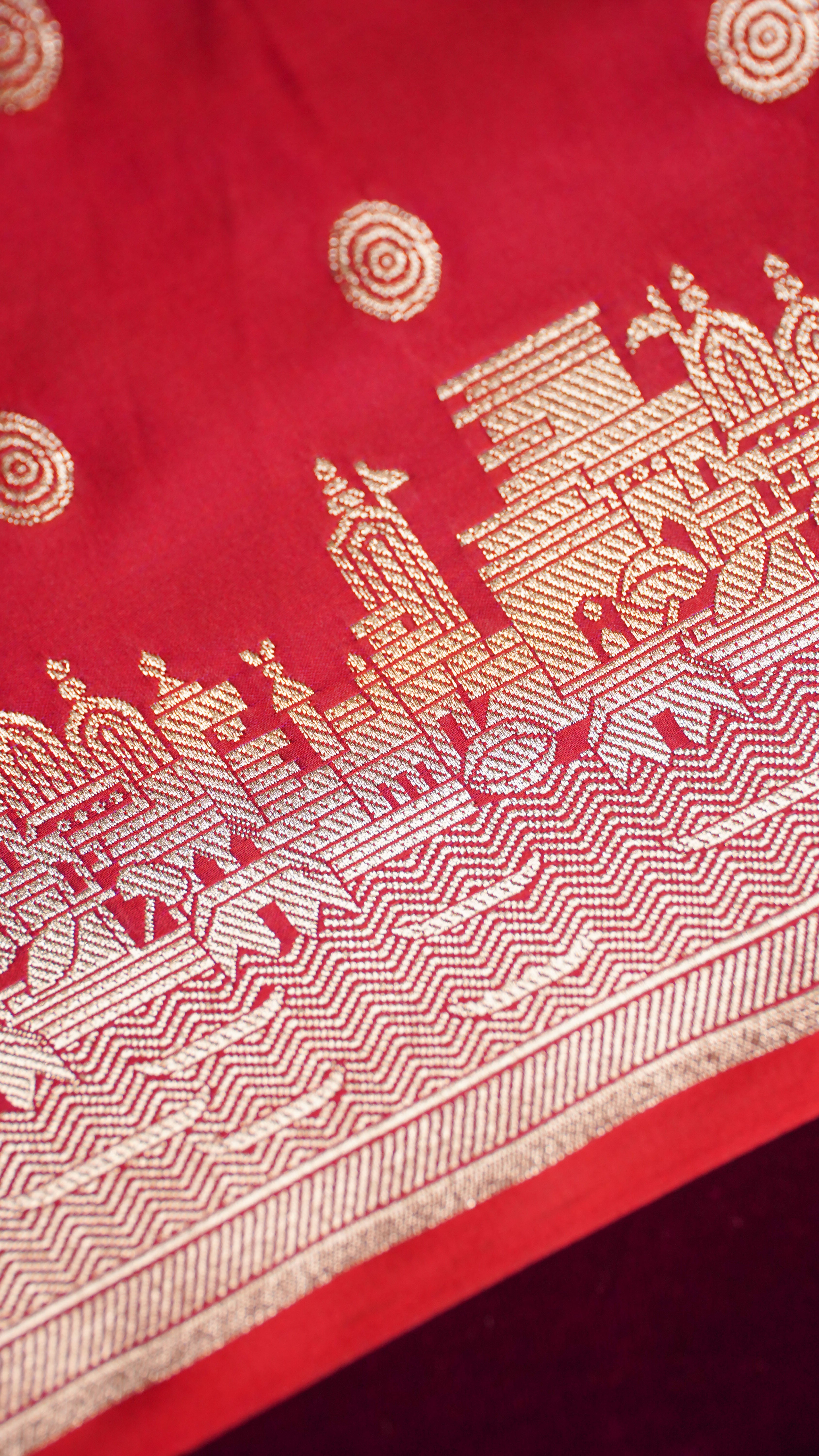 "WAAH BANARAS 055A" Banarasi Pure Massaru silk saree with Ghat Border