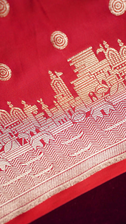 Banarasi Pure Massaru silk saree with Ghat Border