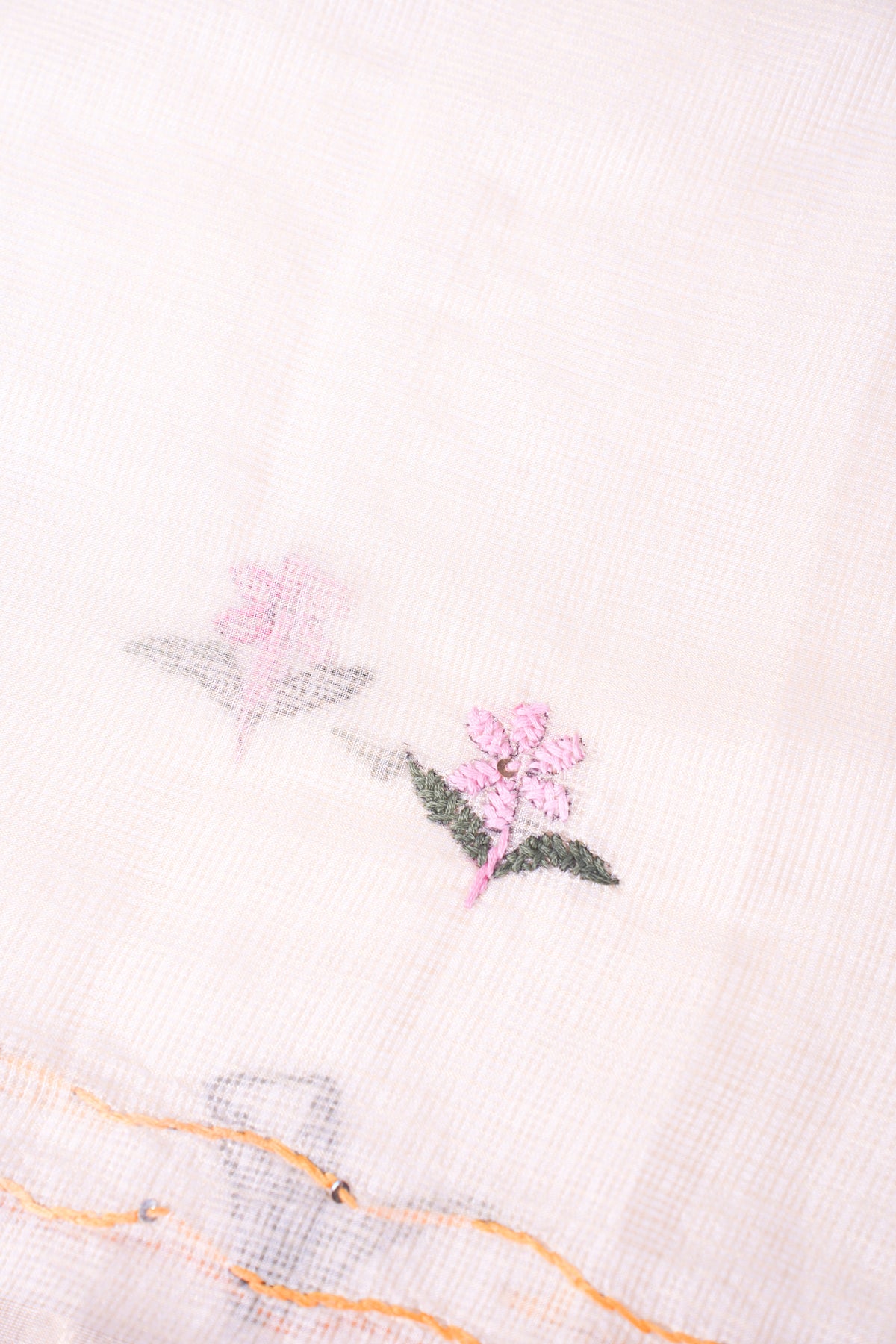 "UTSAV BANARAS 341" Banarasi Cream Munga Silk Saree With Multicolored Camel Applique Embroidery