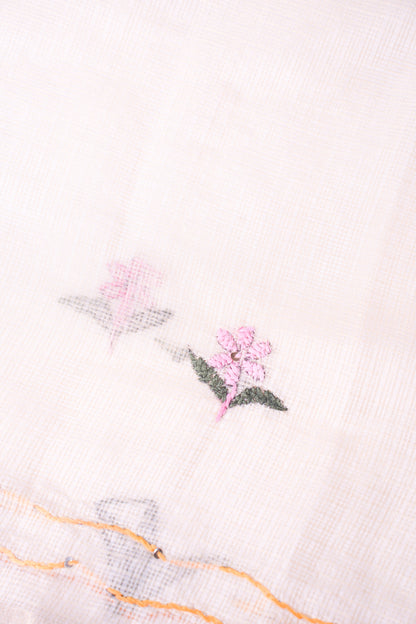 "UTSAV BANARAS 341" Banarasi Cream Munga Silk Saree With Multicolored Camel Applique Embroidery