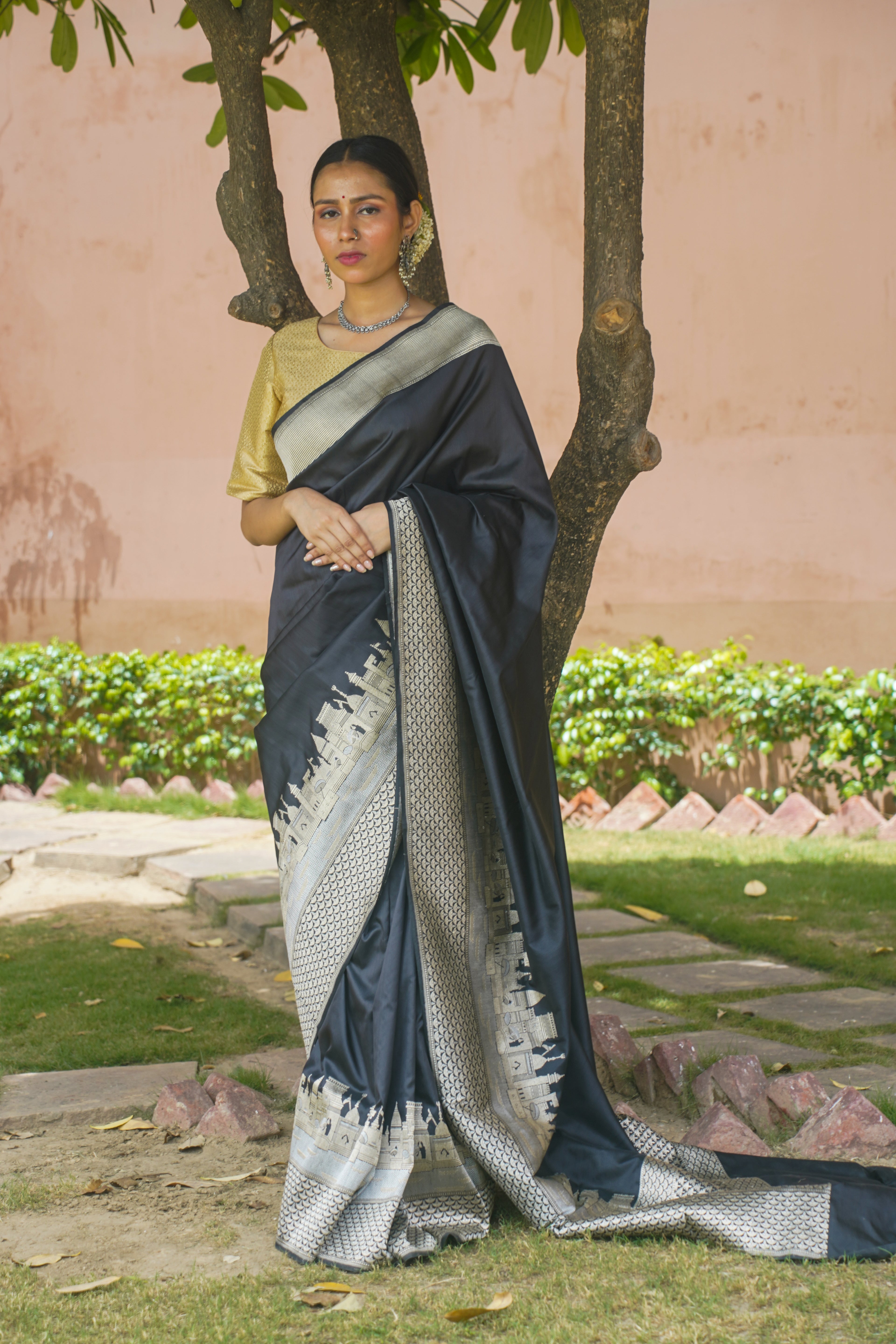 "VIRASAT 011" Black Pure Katan Silk Banarasi Handloom Saree
