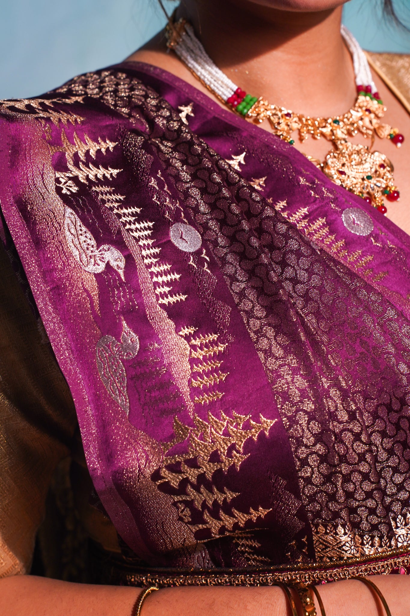 "Waah Banaras 098" Banarasi Soft Mashru Silk With Brocade Work 100% Pure Vegan