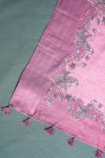 UTSAV BANARAS 279" Banarasi Onion Pink Artistic Aari Pita Work Matka Silk Saree