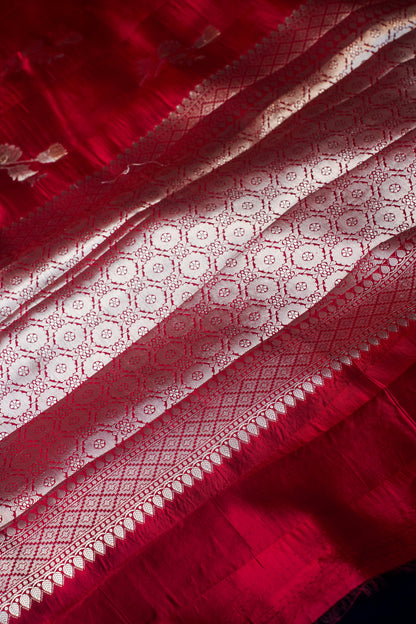 Red Pure Banarasi Dodama Silk Saree