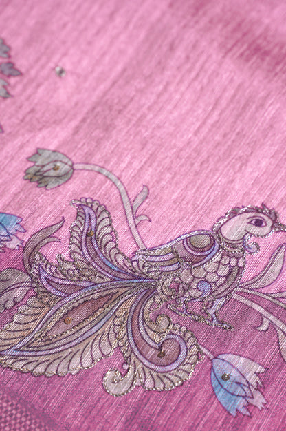 UTSAV BANARAS 279" Banarasi Onion Pink Artistic Aari Pita Work Matka Silk Saree