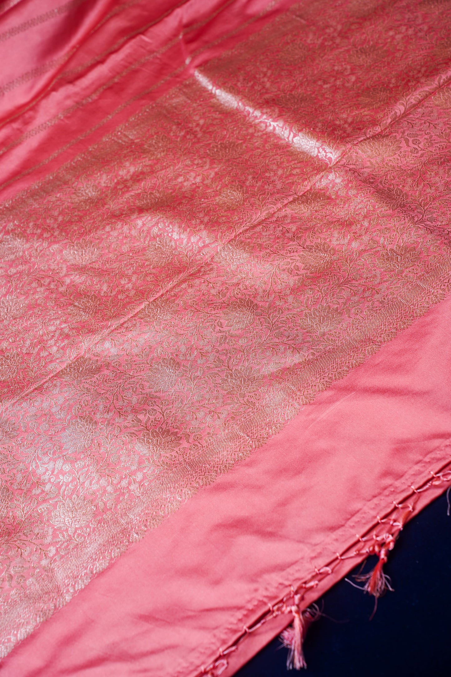 Peach Pink Pure Banarasi Mashru Silk Saree