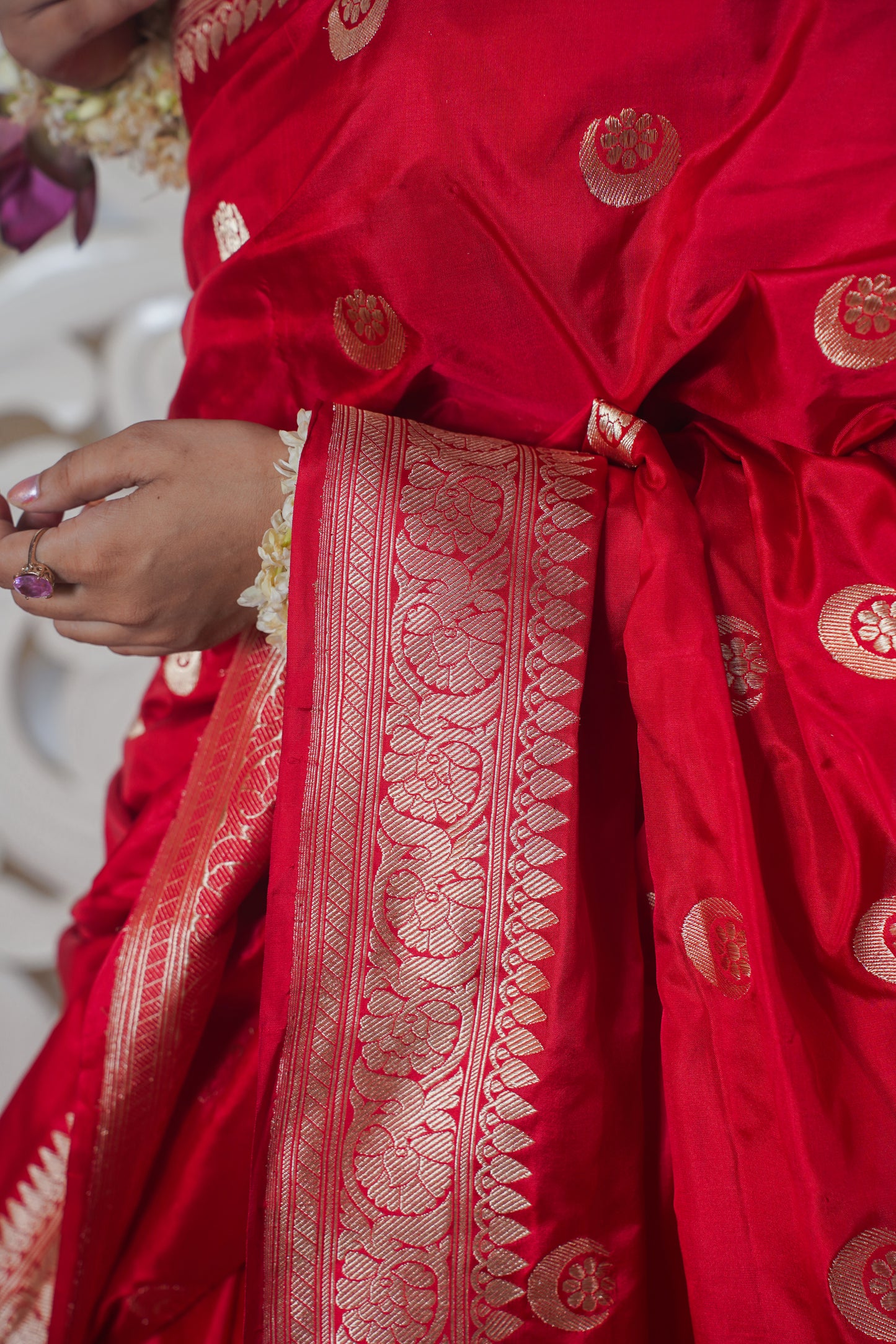 Red Pure Banarasi silk saree (Chand buta work)