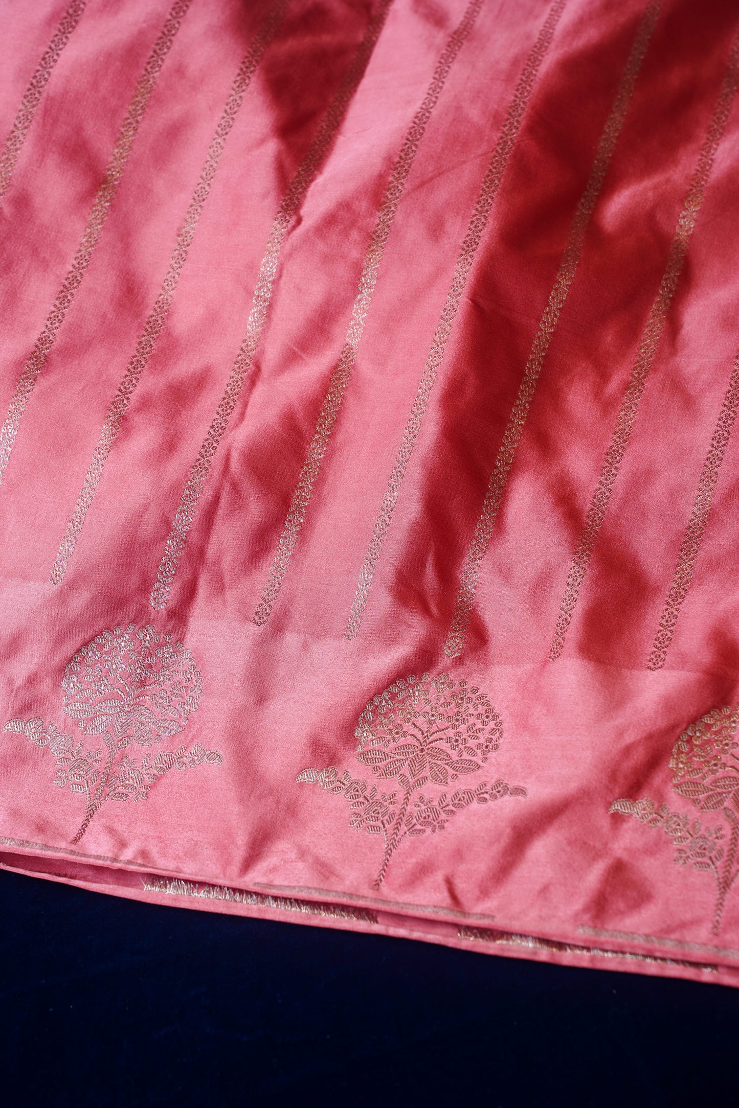 Peach Pink Pure Banarasi Mashru Silk Saree