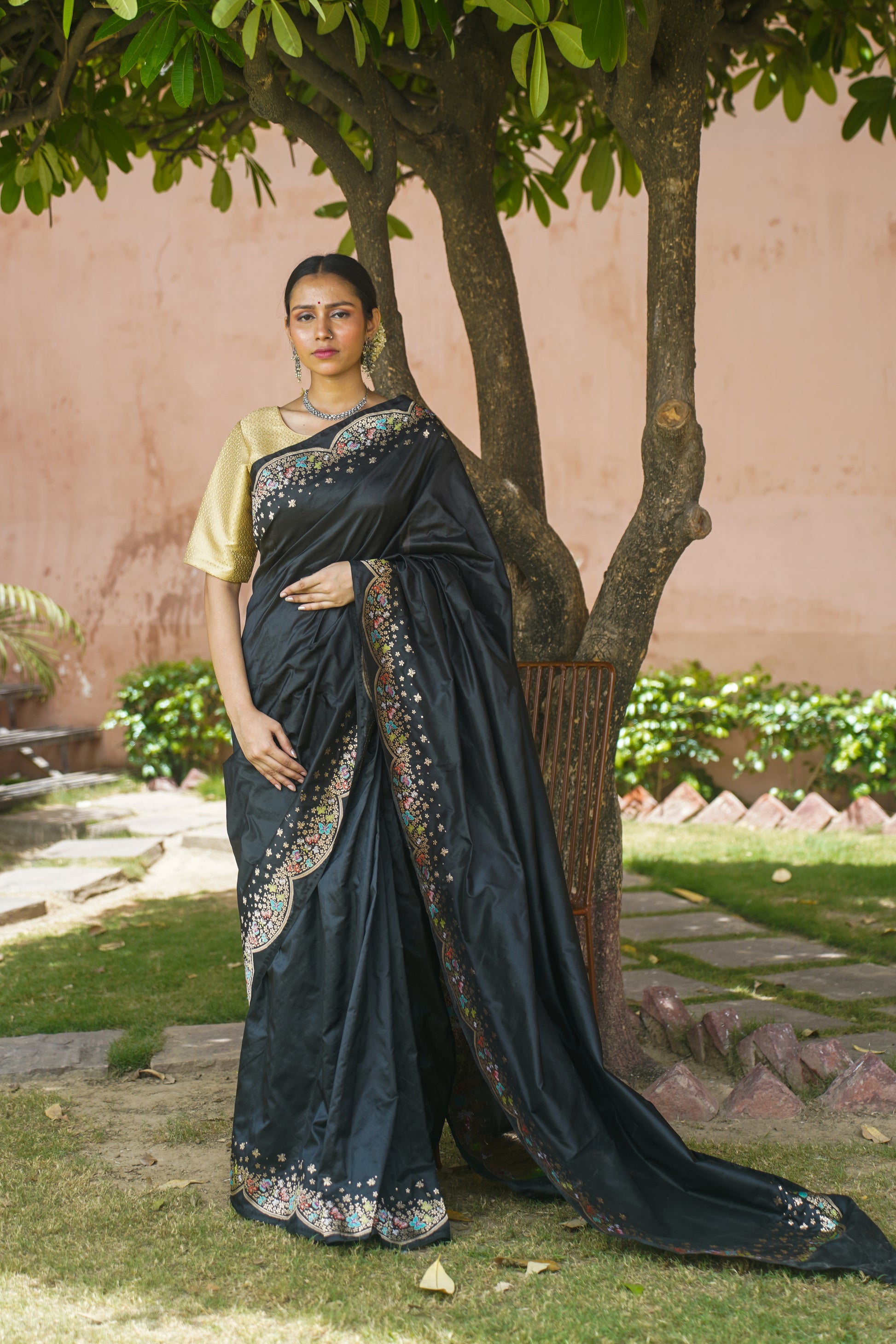 Handwoven Black Banarasi Katan Silk Saree