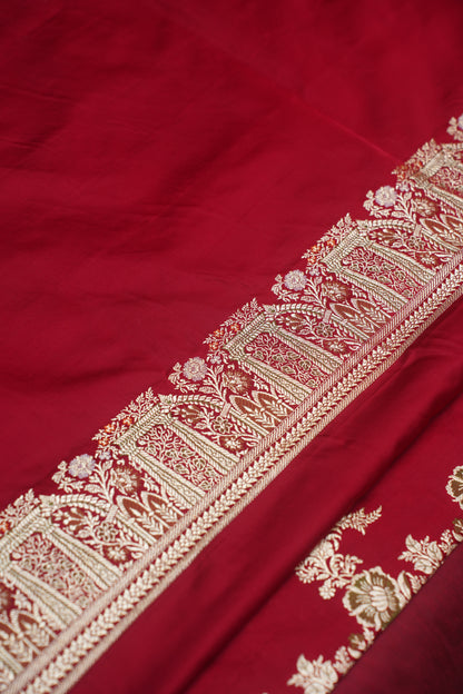 Maroon Pure Kadwa Banarasi Handloom Wedding Saree