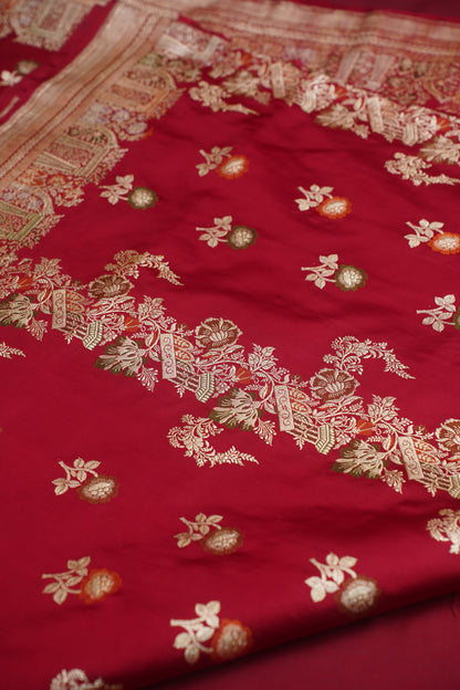 Maroon Pure Kadwa Banarasi Handloom Wedding Saree