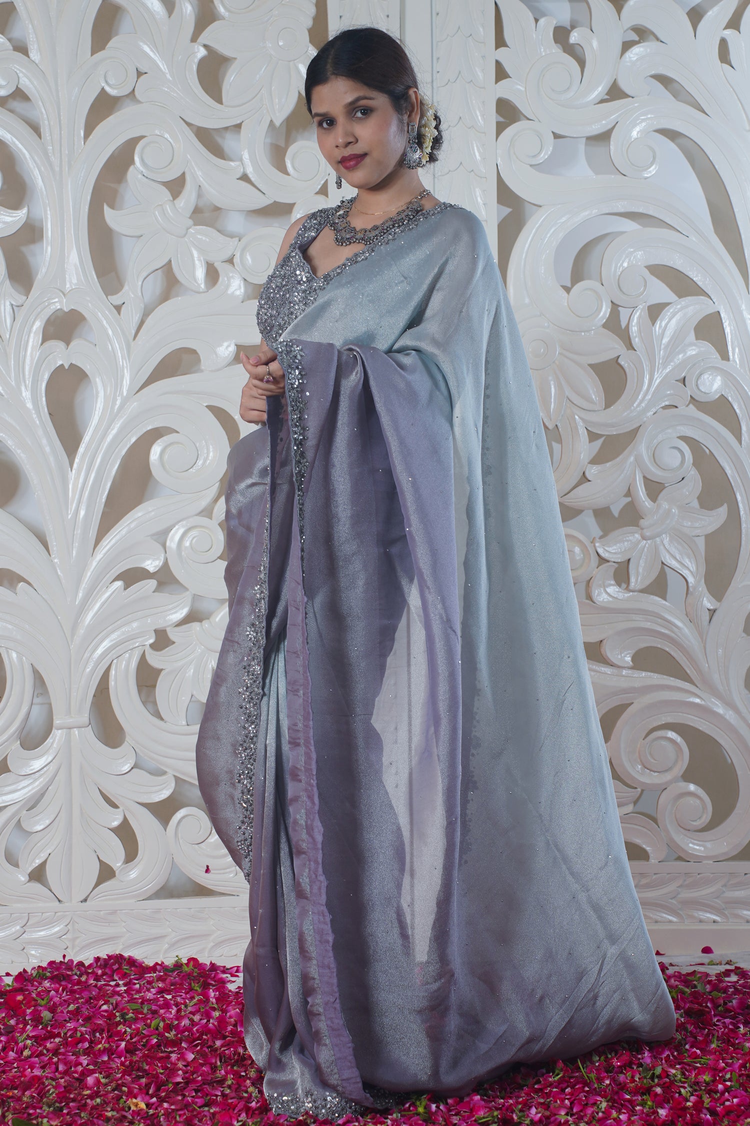 "VIRASAT 137" Pure Tissue Silk Saree(Embroidery work on border)