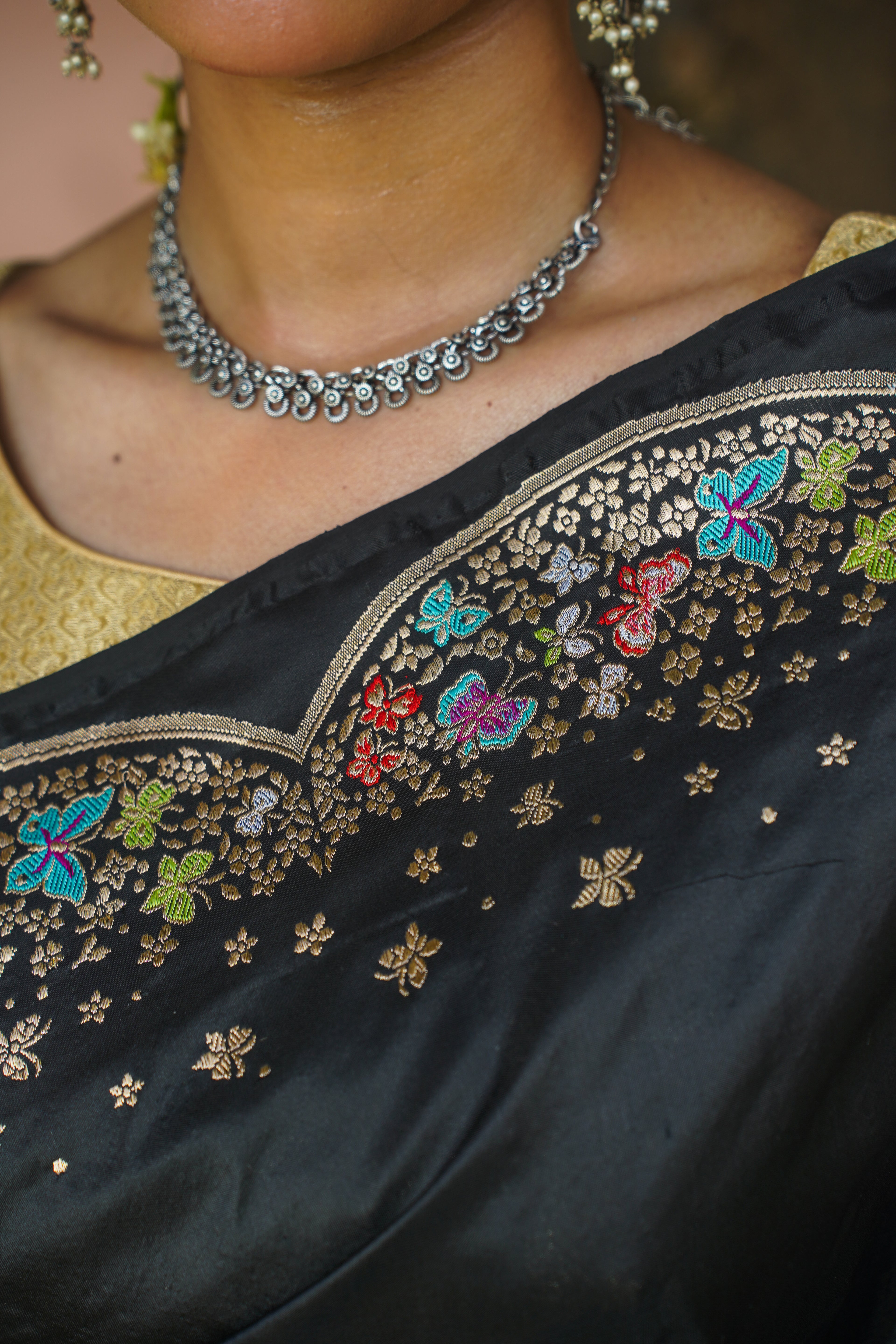 "VIRASAT 012" Black Pure Katan Silk Banarasi Handloom Saree