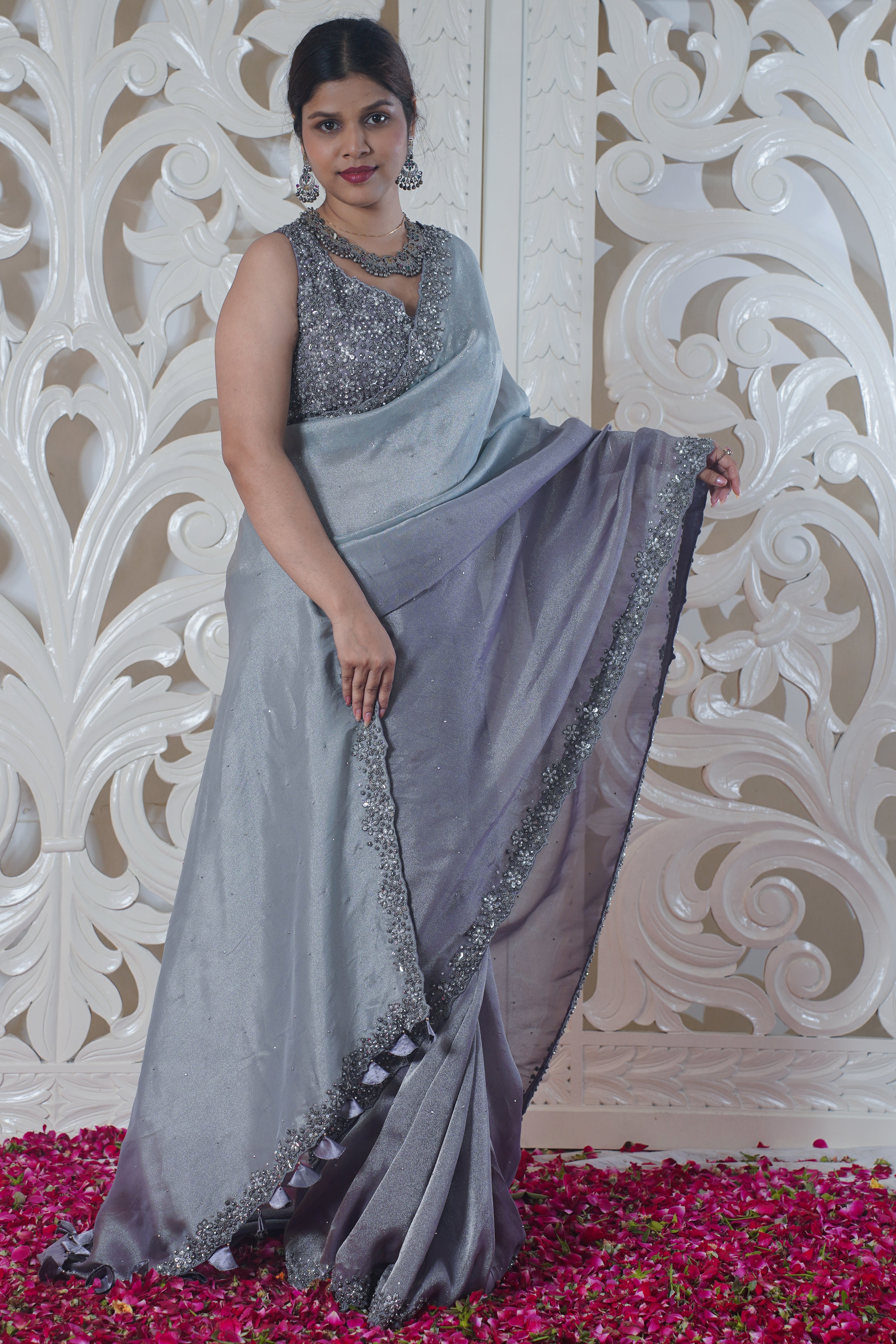 "VIRASAT 137" Pure Tissue Silk Saree(Embroidery work on border)