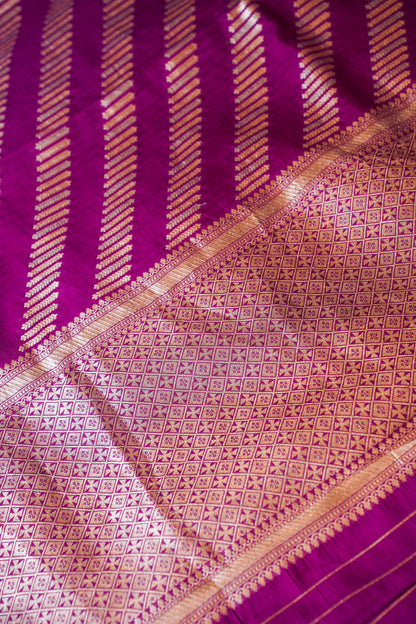 Dark Purple Pure Banarasi Dodama Silk Saree