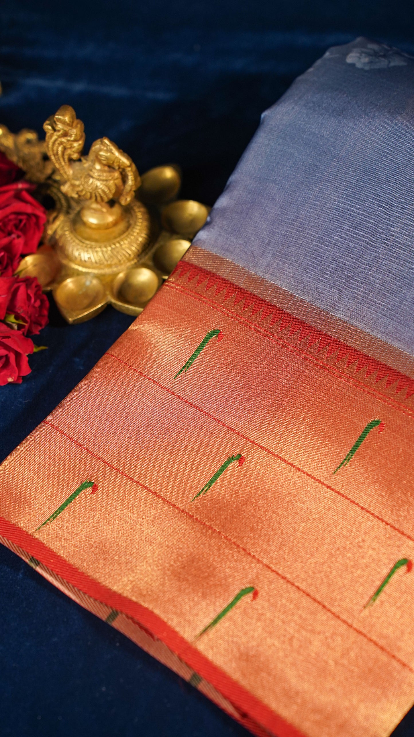 "UTSAV BANARAS 145" Banarasi Ocean Blue Digital Print Paithani Silk Saree